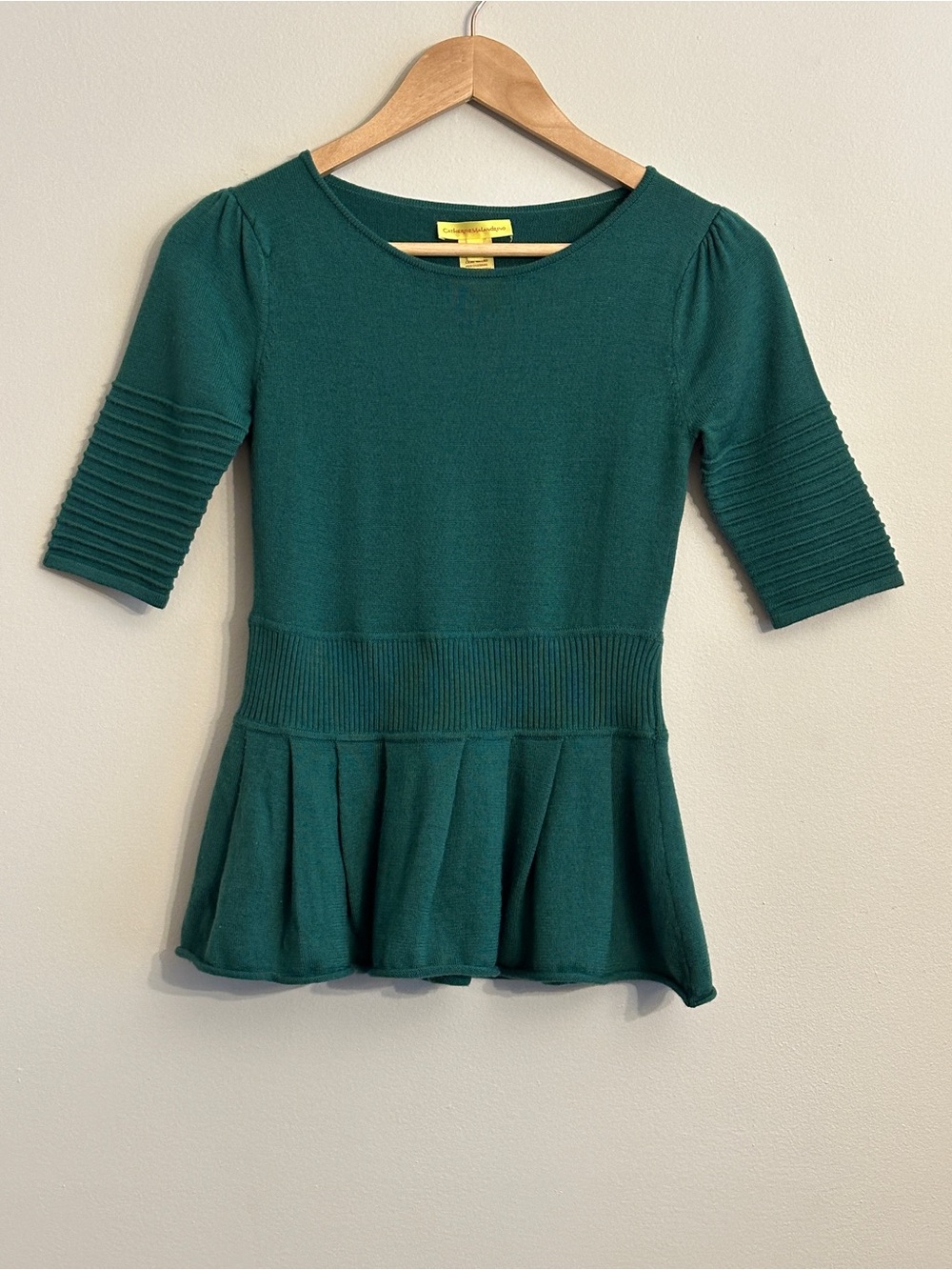 Catherine Malandrino Emerald Green Peplum Knit Top